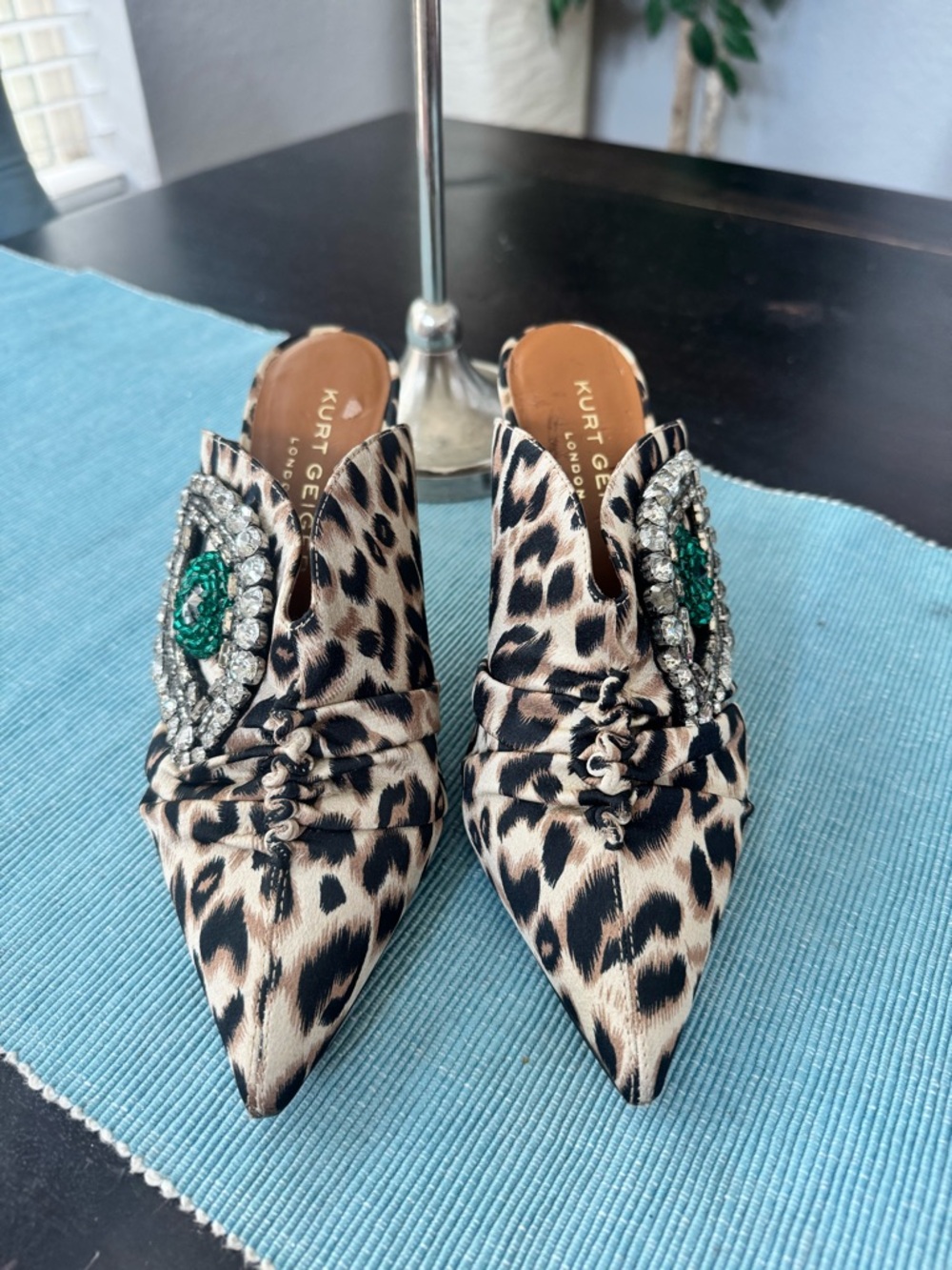 Kurt Geiger London Bella Leopard Print Pointed Toe Mules 36